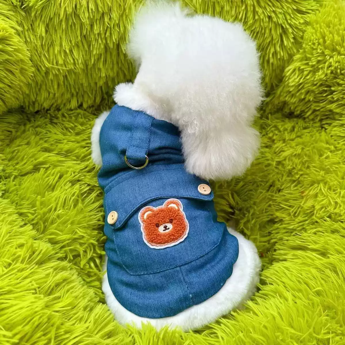 Faux Rabbit Fur Thickened Warm Dog Vest with Traction Hole for Small Puppies, Winter Pet Apparel