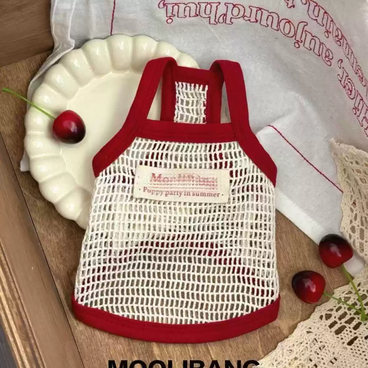 Pet Summer Beach Vacation Style Hollowed Small Camisole Dress & Vest