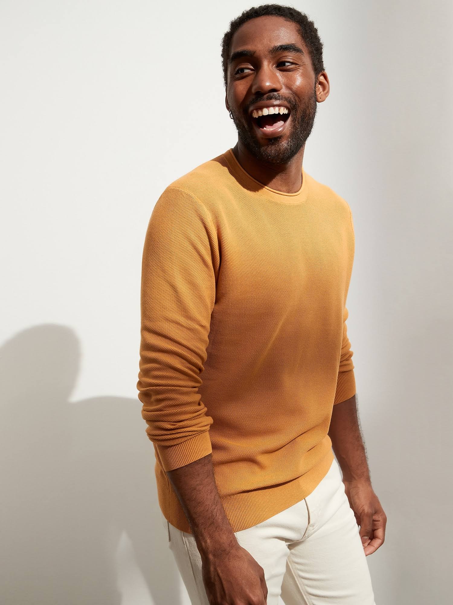 Banana Republic Men's Cotton Waffle-Knit Sweater Desert Sunset Size XL