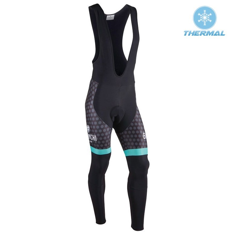 2017 Bianchi Petreso Black-Green Thermal Cycling Bib Pants
