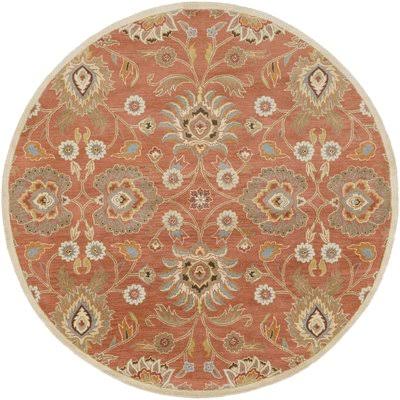 Arden Floral Handmade Tufted Wool Burnt Orange Area Rug