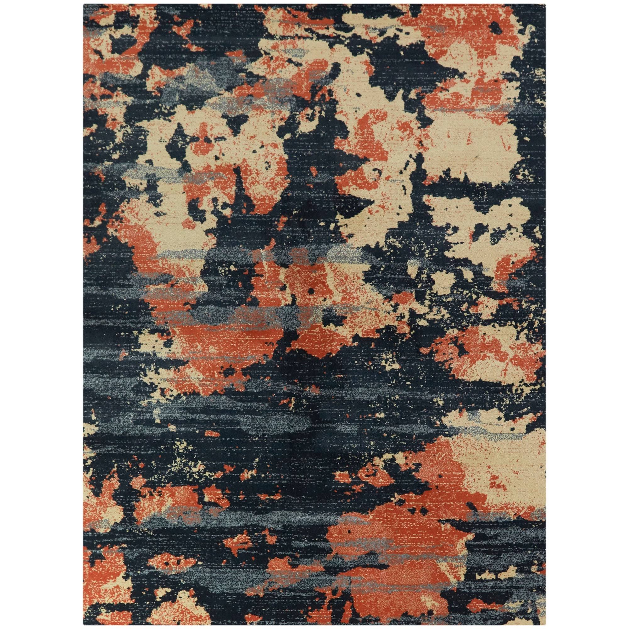 BALTA Olsen Navy/Burnt Orange 5 ft. x 7 ft. Abstract Area Rug