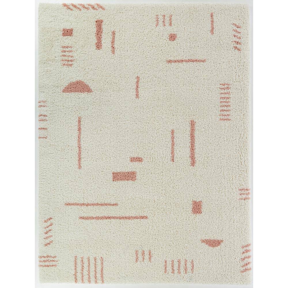 BALTA Rupa White/Pink 4 ft. x 6 ft. Modern Shag Area Rug
