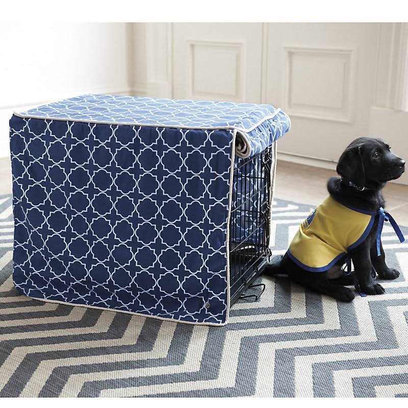 Trellis Pet Crate Cover Blue Small - Ballard Designs