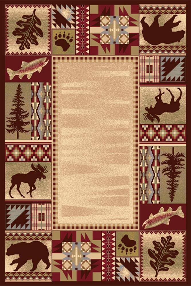 BALTA National Preserve 4 x 6 Cream/Red Indoor Animal Print Lodge Area Rug in Off-White | 7649553-4X6