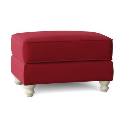 Birch Lane Woburn 31x22 Rectangle Standard Ottoman Body Fabric: Baet FAWN, Leg Color: White