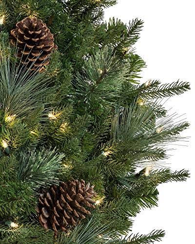 Balsam Hill Mixed Evergreen Prelit Artificial Christmas Window Wreath 22 Inches Clear LED Lights
