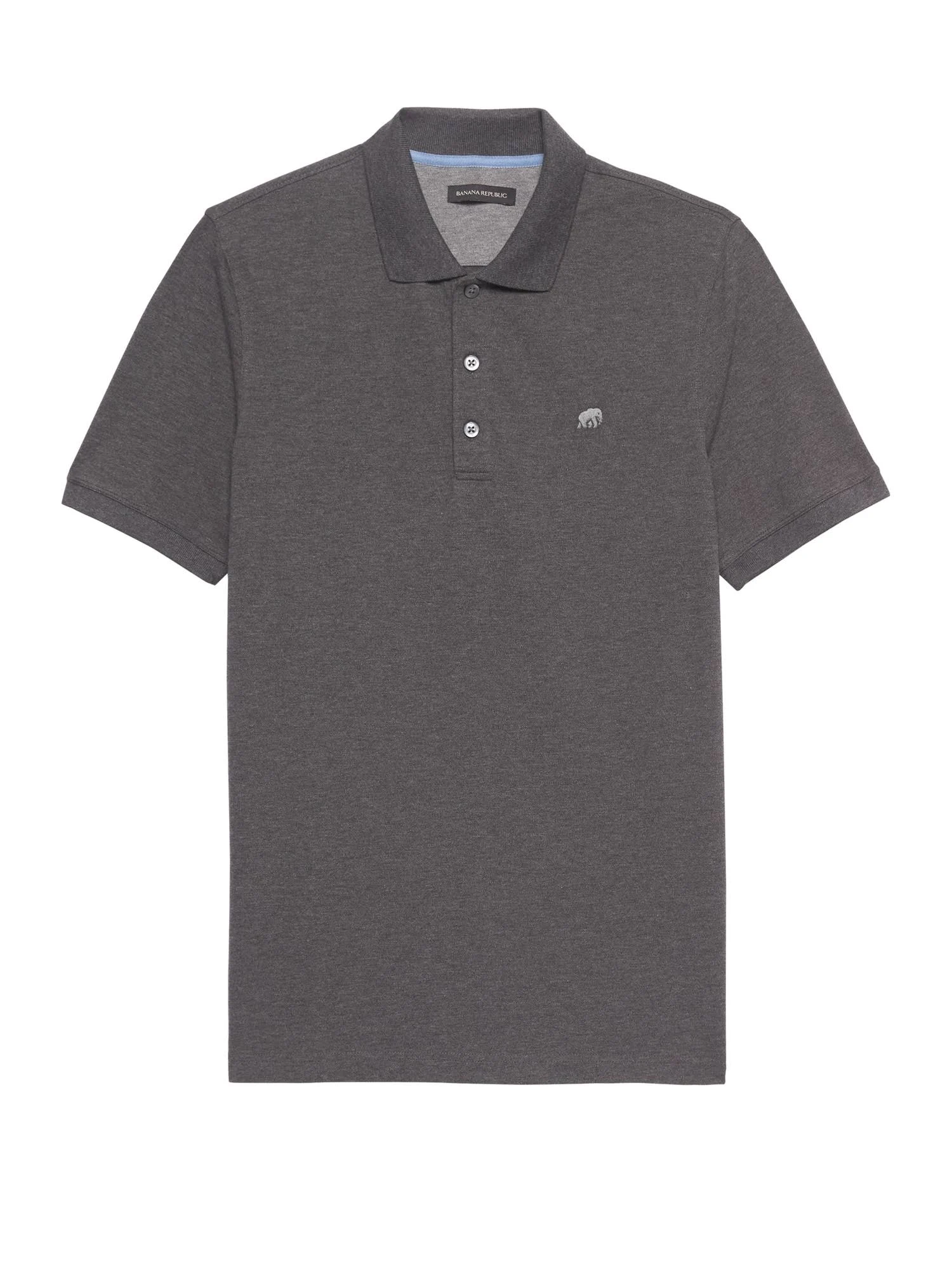 Banana Republic Men's Signature Pique Polo Shirt Dark Charcoal Heather Size Xxs