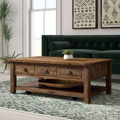 Jalynn Solid Wood Coffee Table with Storage Mistana Color: Dakota Oak