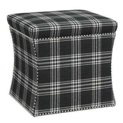 Birch Lane Joao 19'' Wide Rectangle Storage Ottoman Fabric: Barnegat Plaid Black Sea Cotton, Nailhead Detail: Pewter