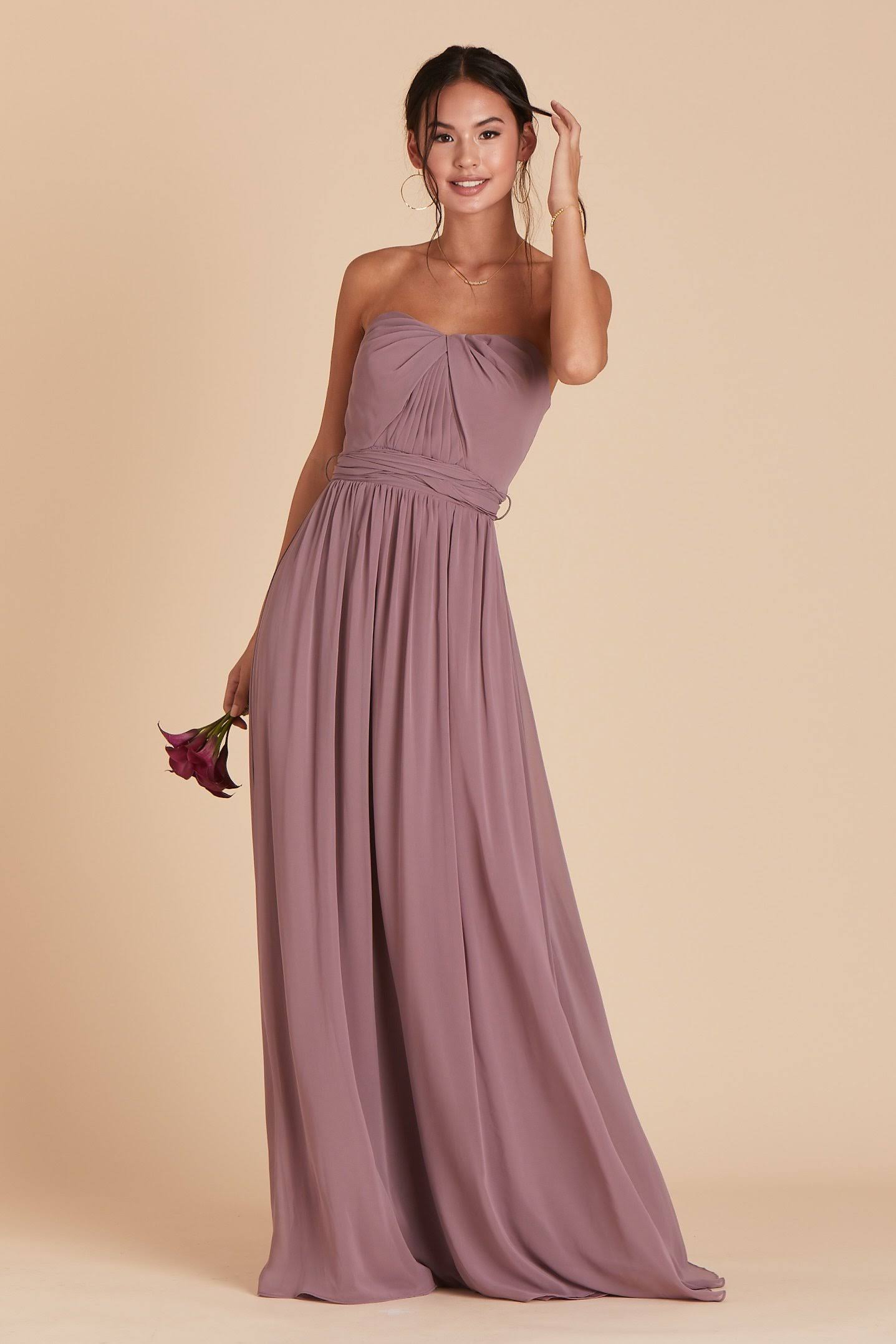 Birdy Grey Grace Convertible Chiffon Bridesmaid Dress in Dark Mauve Xs / Dark Mauve / No Slit