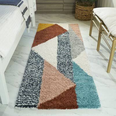 Elenora Geometric Shag Orange/Gray/Brown Area Rug George Oliver Rug Size: Rectangle 5&3x22 x 7&