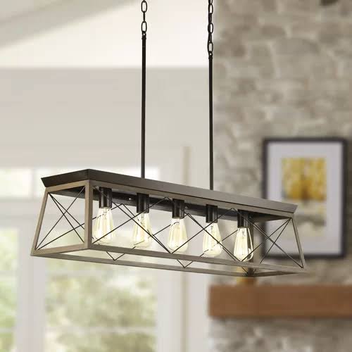 Delon 5 - Light Kitchen Island Linear Pendant Finish: Antique Bronze/Oak