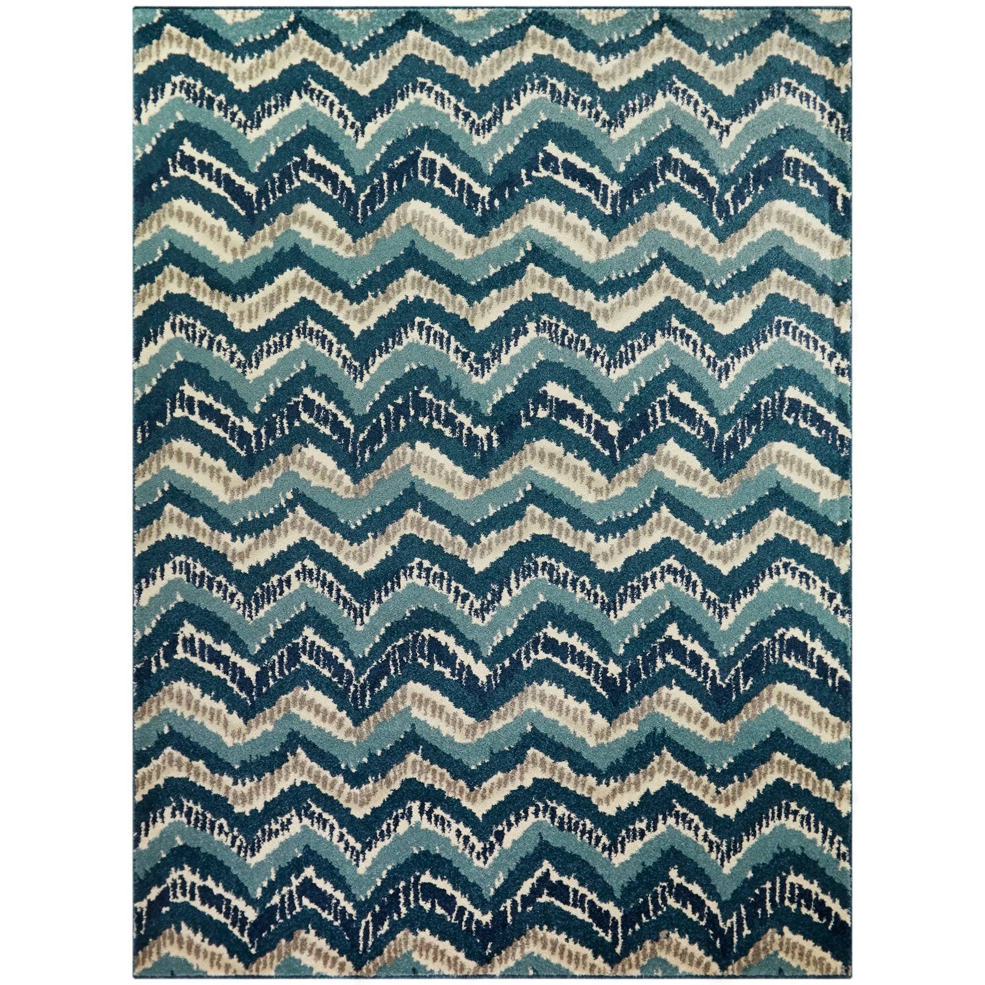 BALTA Fazio Dark Blue 8 ft. x 10 ft. Modern Chevron Area Rug