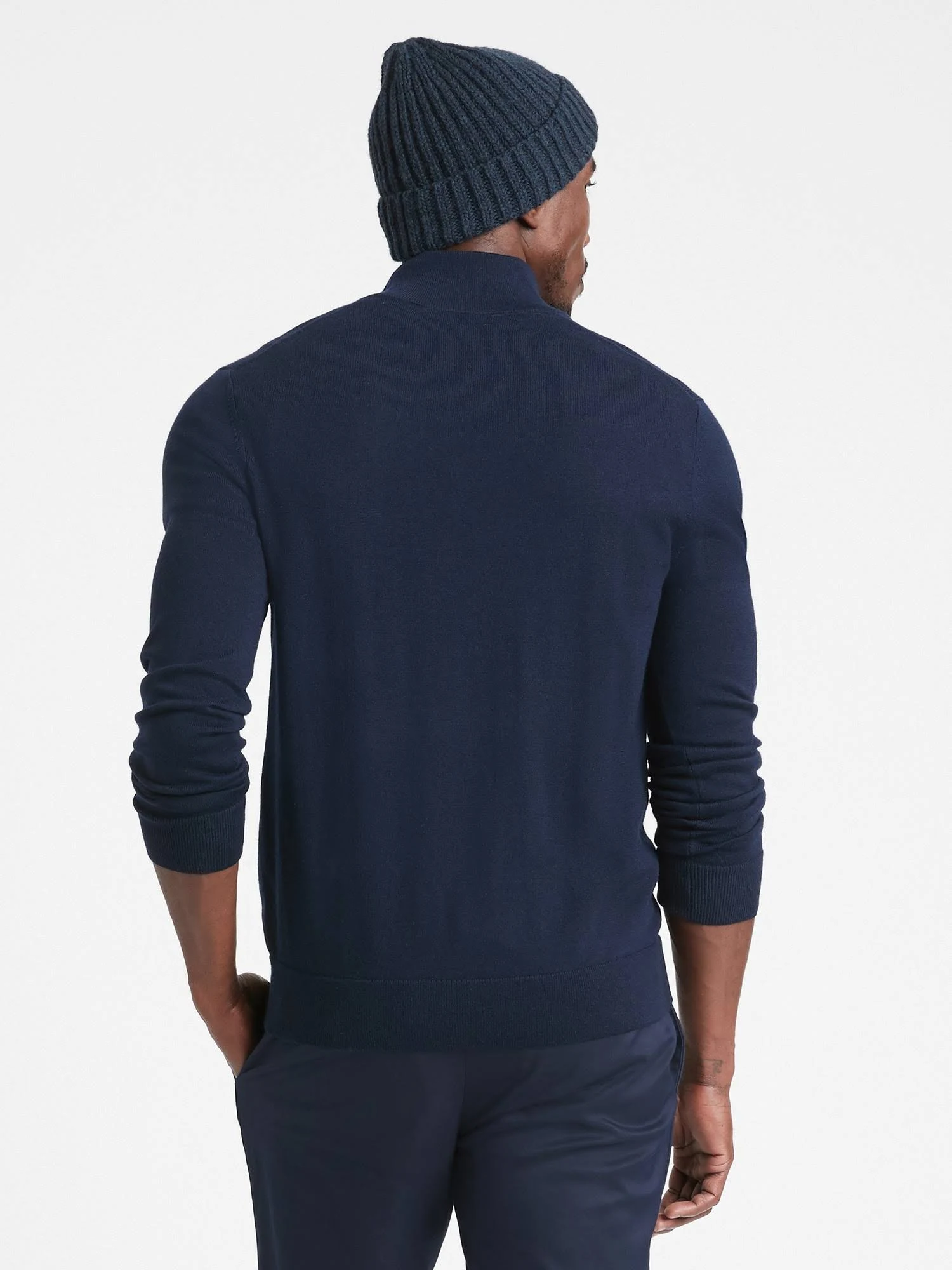 Banana Republic Men's Merino Half-Zip Sweater Navy Size XL