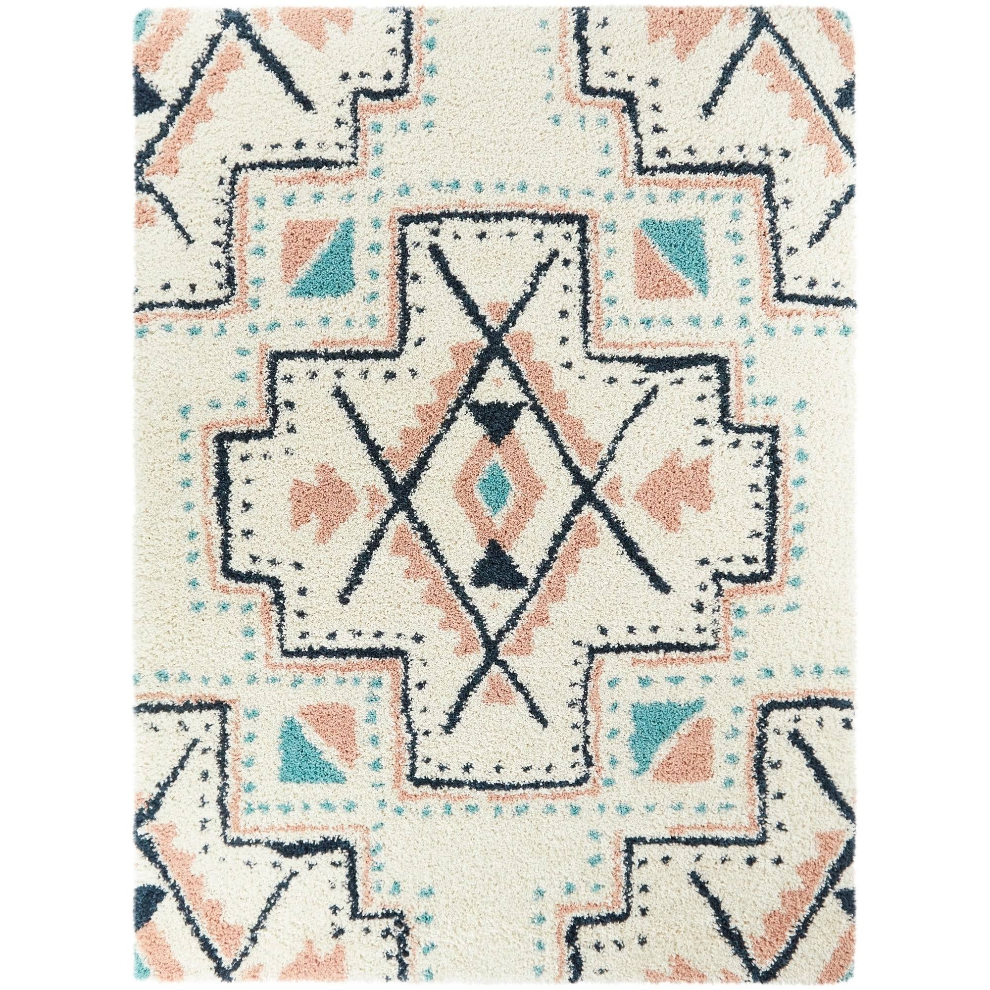 Dakarai Geometric Shag Area Rug - 2& x 7& Runner - Navy