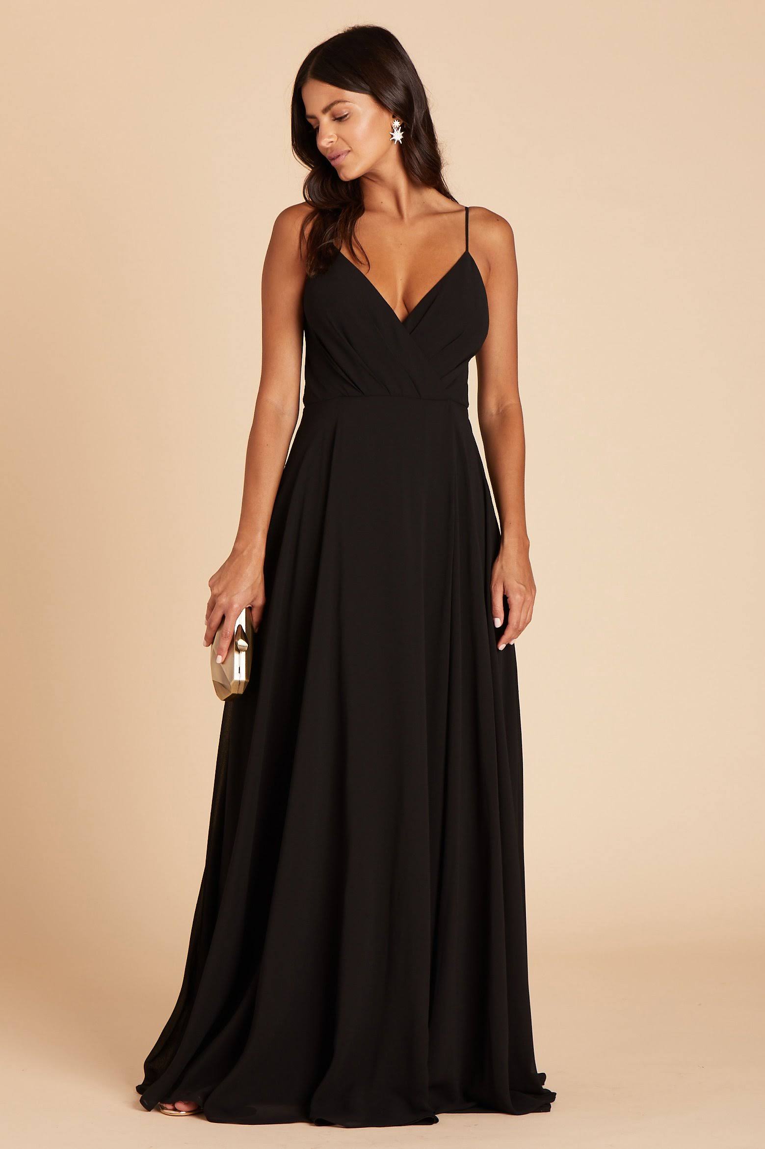 Birdy Grey Kaia Chiffon Bridesmaid Dress in Black Xs / Black