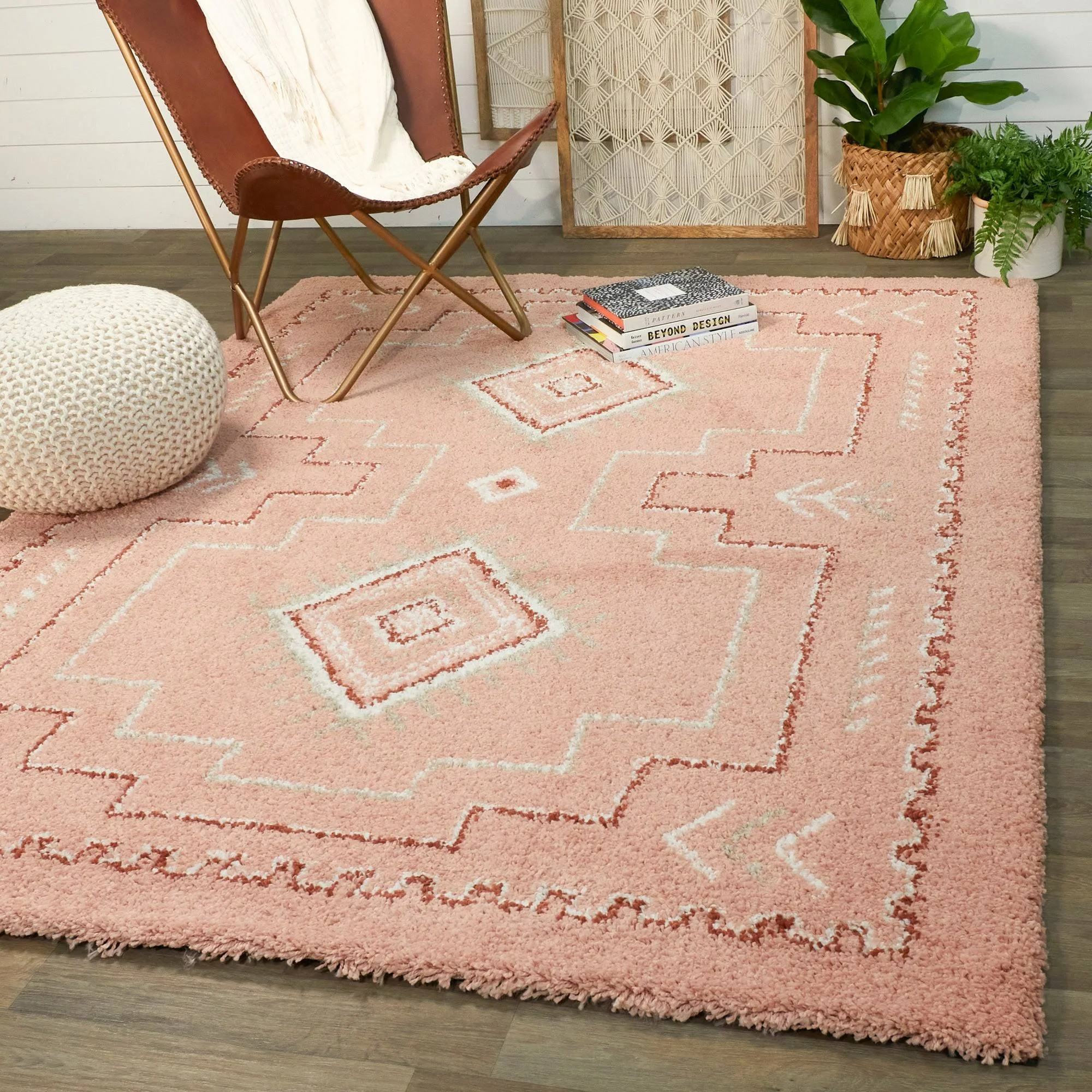 Balta Bandele Pink 5 ft. x 7 ft. Berber Shag Area Rug