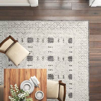 Matthew Handmade Tufted Wool Cream/Gray Rug Birch Lane Rug Size: Rectangle 9' x 12'