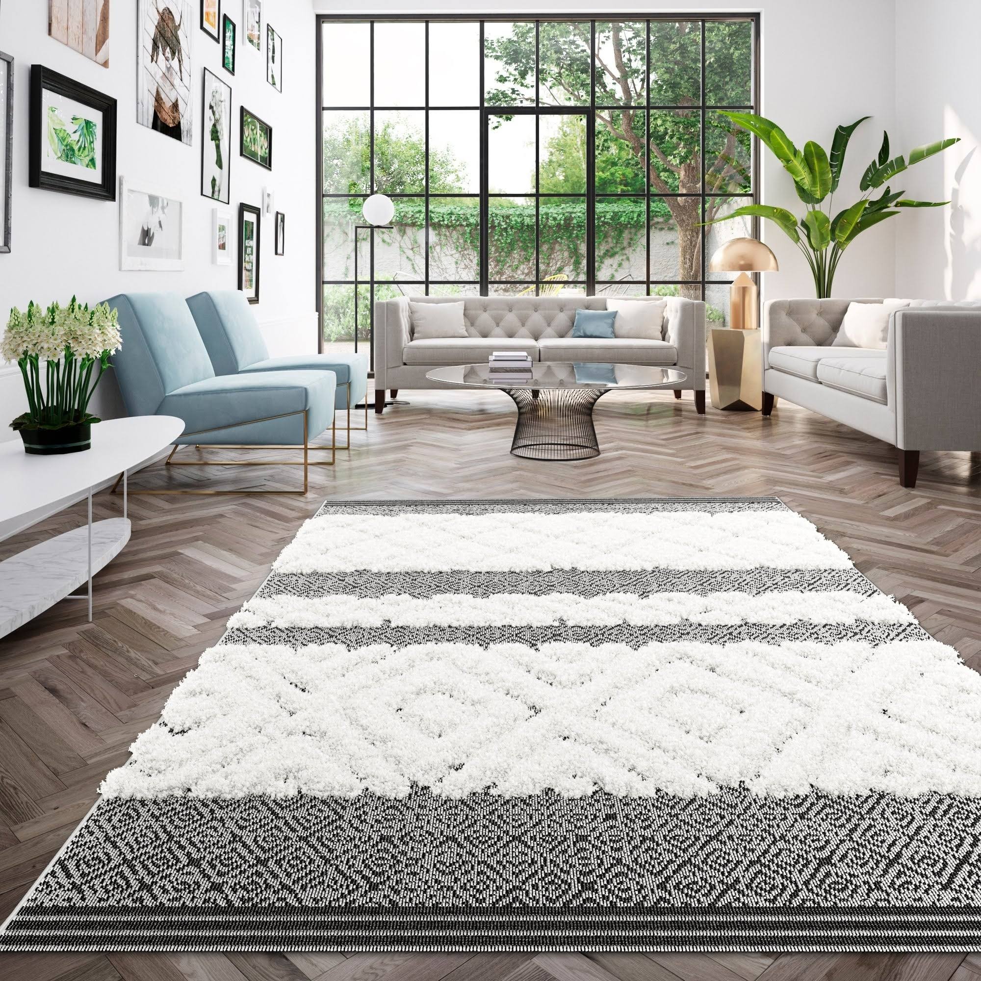 Carlyle Scandinavian Area Rug - 5&3x22 x 7& - White