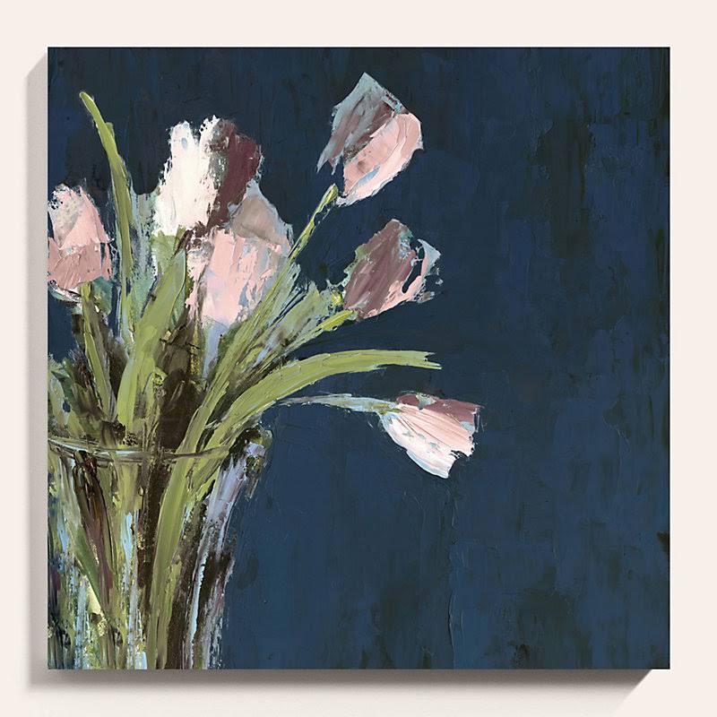 Tulips on Blue Stretched Canvas 24x22 x 24x22 - Ballard Designs