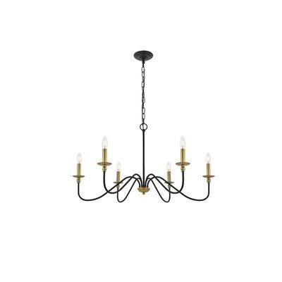 Ableton 6 - Light Candle Style Chandelier Birch Lane Finish: Black and Brass, Size: 48x22 W x 25x22 H