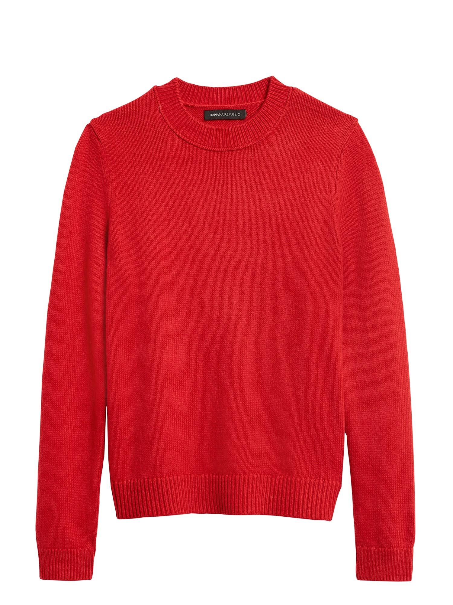 Banana Republic Women's Cotton-Blend Crew-Neck Sweater True Red Size S