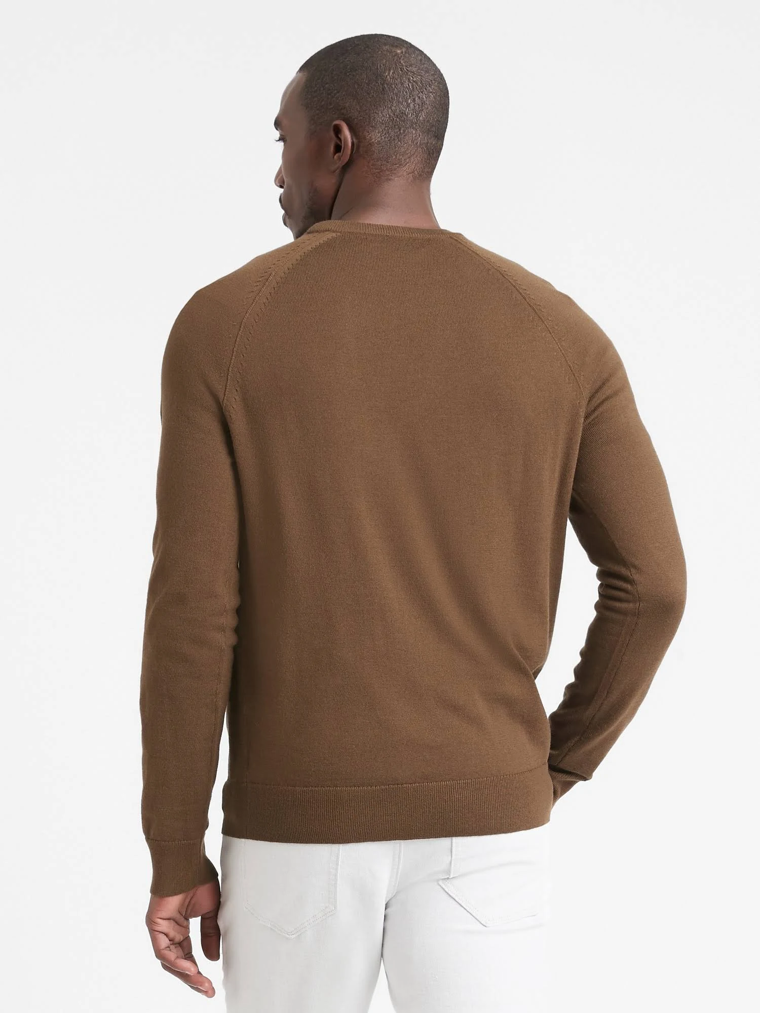 Banana Republic Men's Italian Merino Crew Sweater-Neck Sweater Rich Chocolate Size S