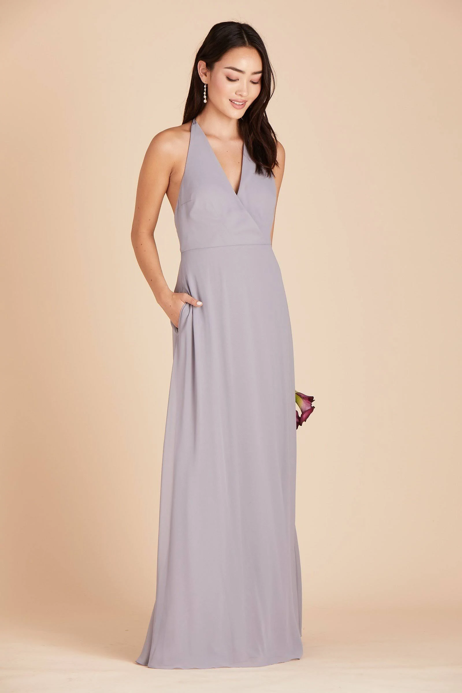 Birdy Grey Moni Convertible Chiffon Bridesmaid Dress in Silver 2XL / Silver
