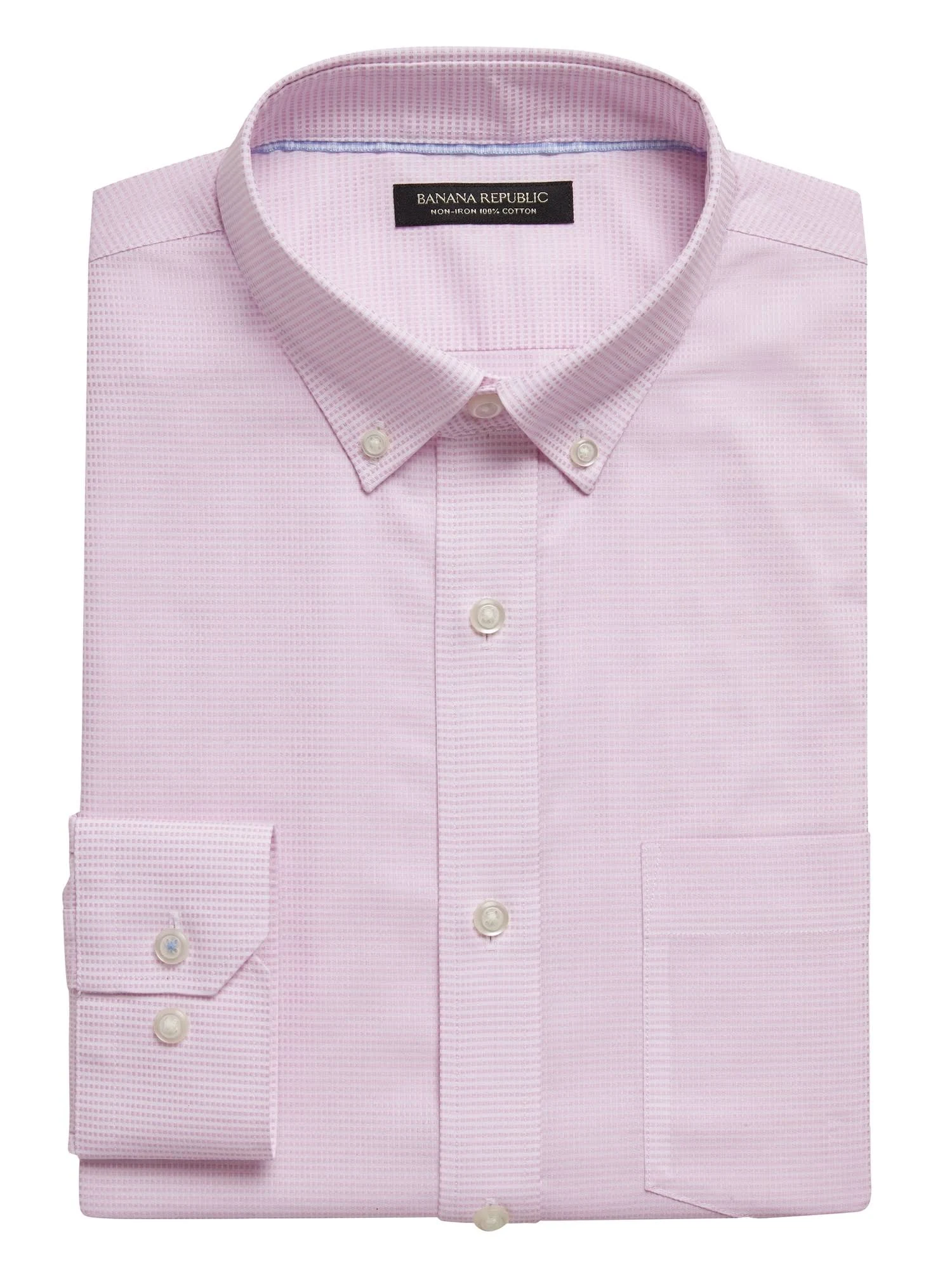 Banana Republic Men's Slim-Fit Non-Iron Dress Shirt with Button-Down Collar Dahlia Pink Tall Size XL
