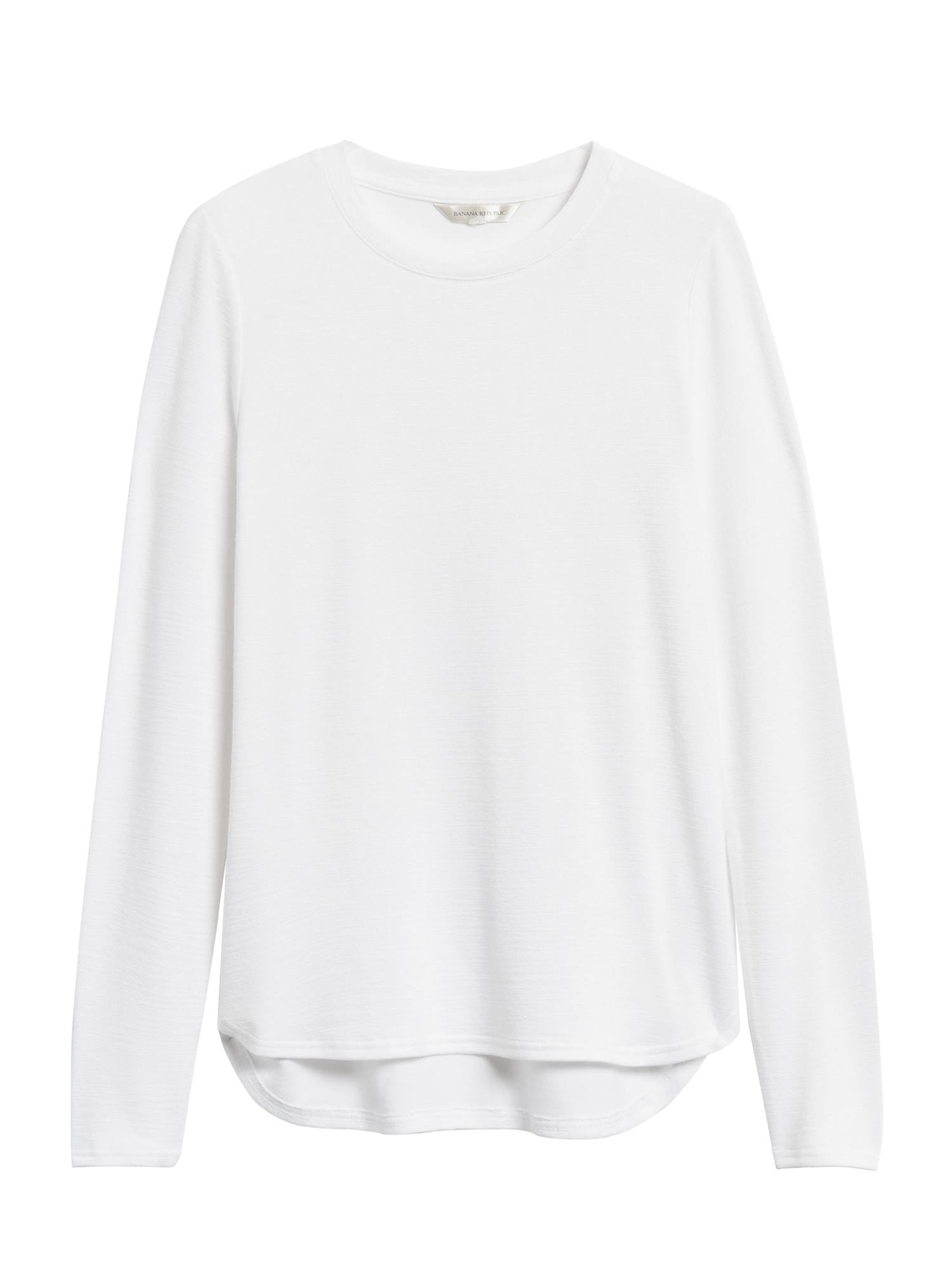 Banana Republic Women's Luxespun Long-Sleeve T-Shirt White Size Xxs