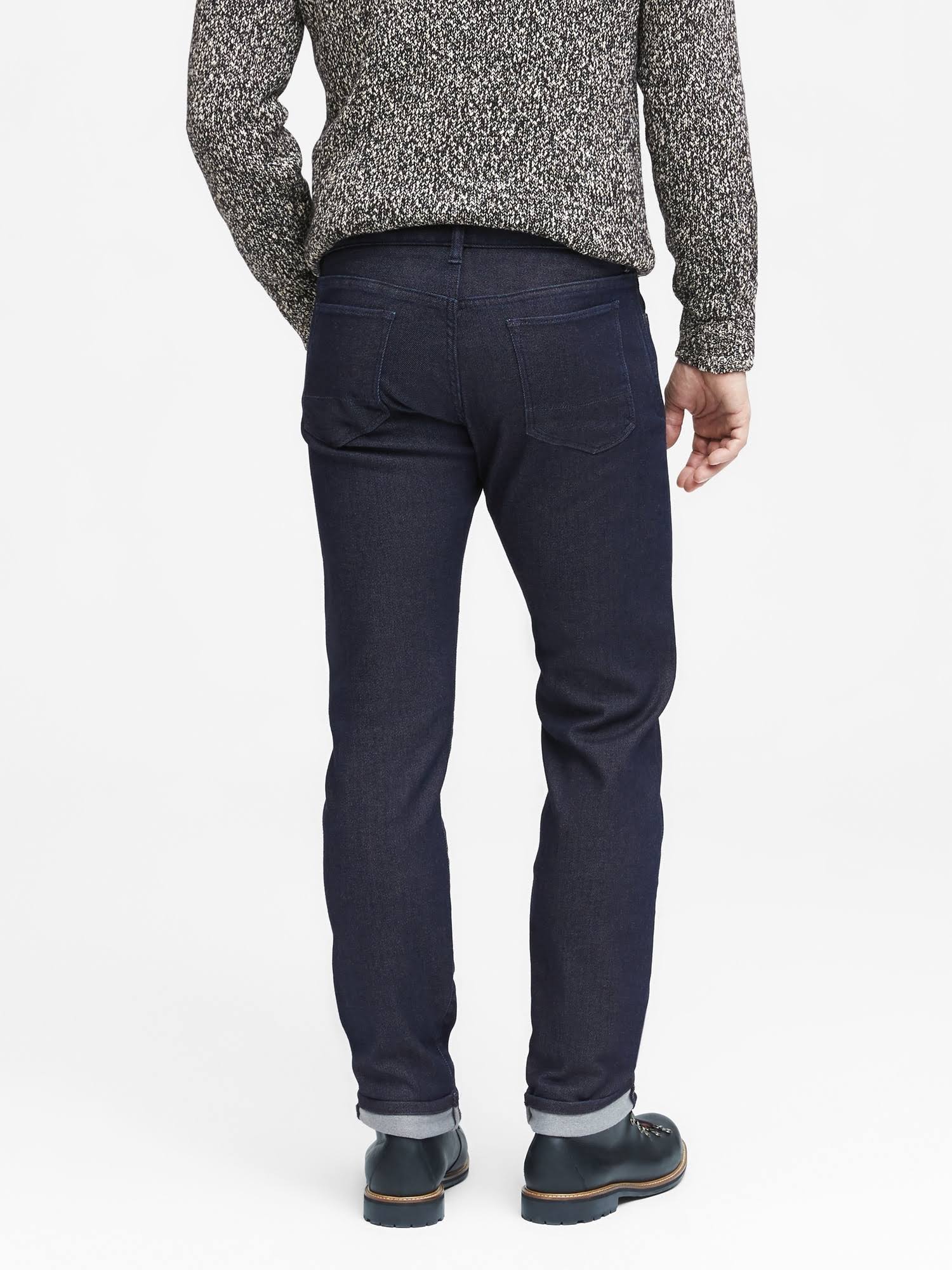 Banana Republic Men's Slim Dark Wash Japanese Traveler Jean Rinse Wash Big and Tall Size 36W 36L