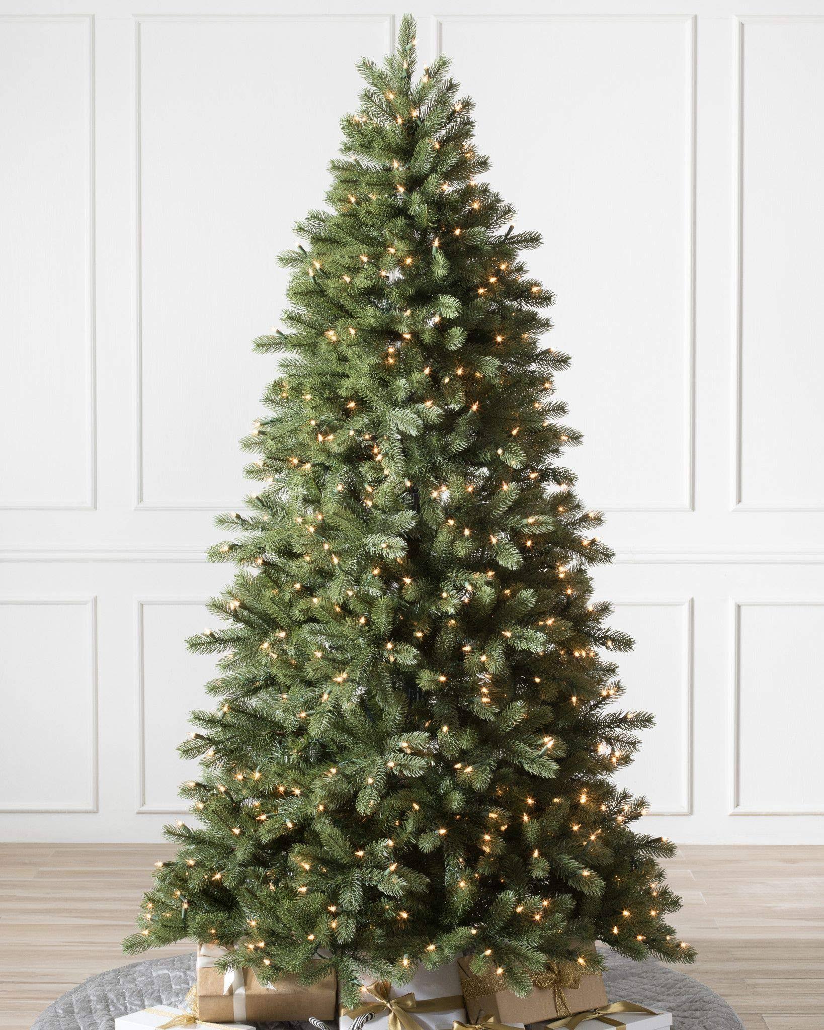 Balsam Hill 6.5ft Premium Prelit Artificial Christmas Tree Woodland Spruce with Clear LED Lights, Easy Plug, Storage Bag, and Fl