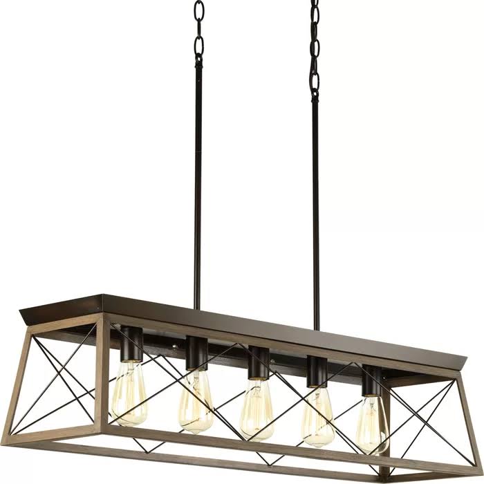 Delon 5 - Light Kitchen Island Linear Pendant - Graphite/Whitewash