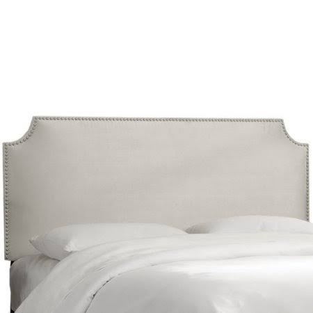 Alamak Velvet Notched Nail Button Upholstered Panel Headboard Willa Arlo Interiors Size: Queen, Color: Light Grey
