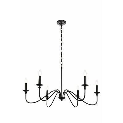 Ableton 6 - Light Candle Style Chandelier Birch LANE? Finish: Matte Black, Size: 30x22 W x 18x22 H