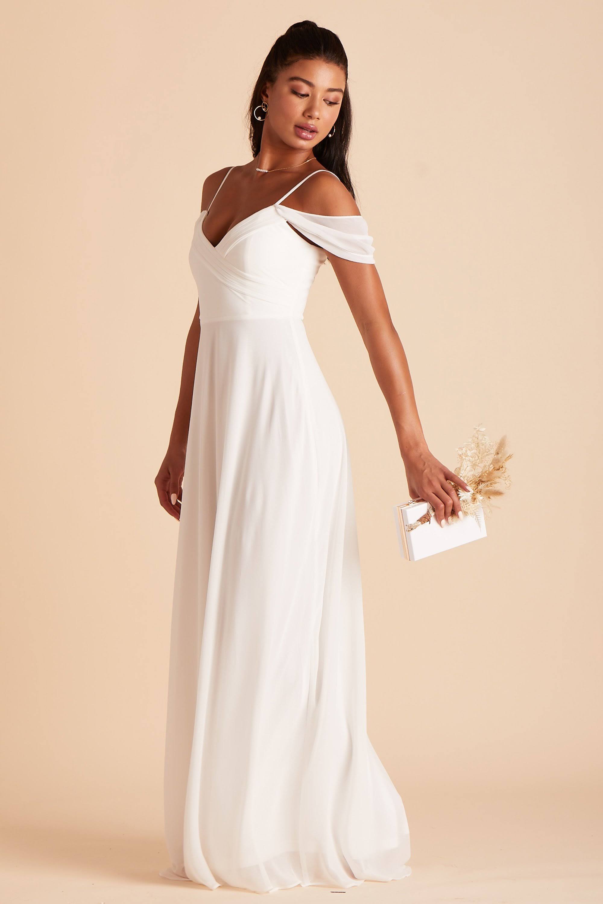 Birdy Grey Spence Convertible Chiffon Bridesmaid Dress in White S / White