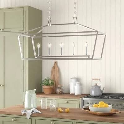 Israel 5 - Light Kitchen Island Linear Pendant Finish: Satin Nickel