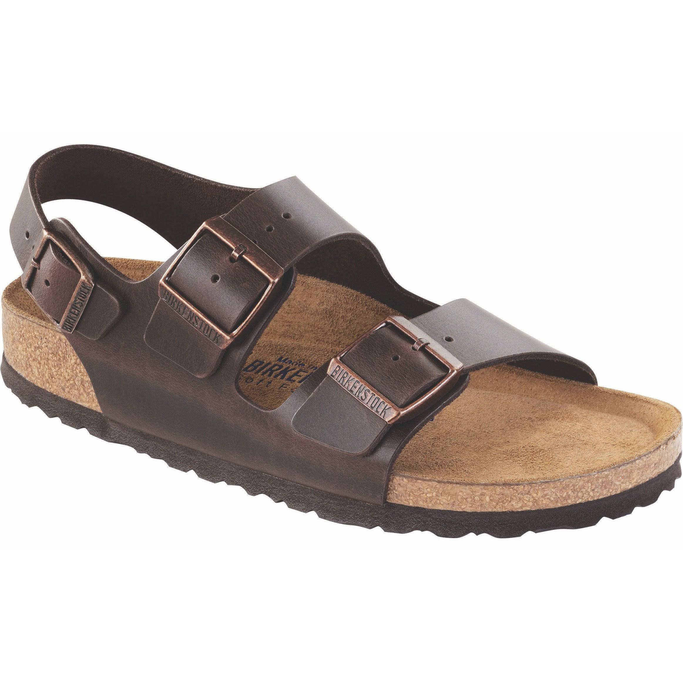 Birkenstock Milano Soft Footbed Sandal - 45 - Brown Amalfi Leather
