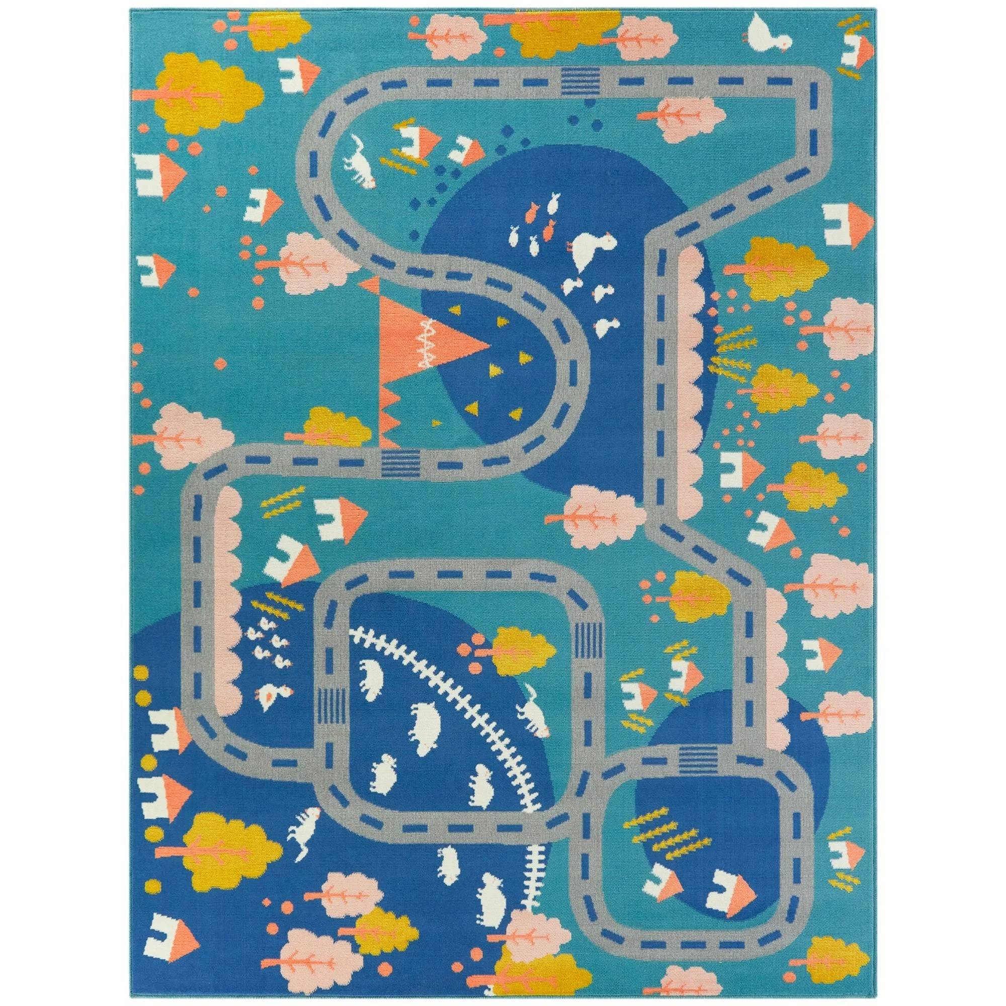 Balta Rural Roadway Blue 4 ft. x 6 ft. Kids Area Rug