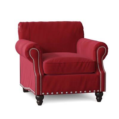 Landry 40x22 Wide Down Cushion Armchair Birch Lane Body Fabric: Bihar Natural, Nailhead Detail: Pewter