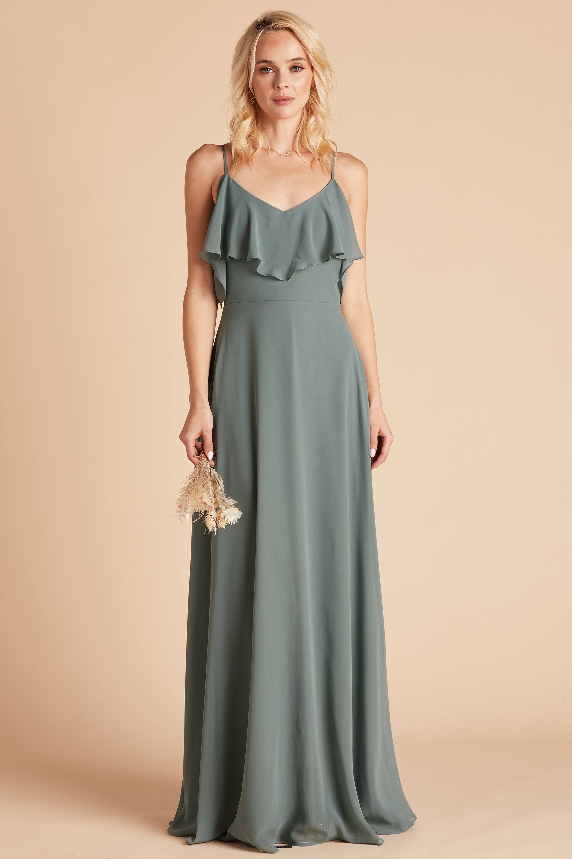 Birdy Grey Jane Convertible Chiffon Bridesmaid Dress in Sea Glass XL / Sea Glass / No Slit