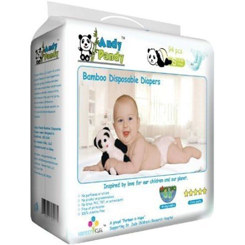 Andy Pandy Premium Bamboo Disposable Diapers, Small, 94 Count.
