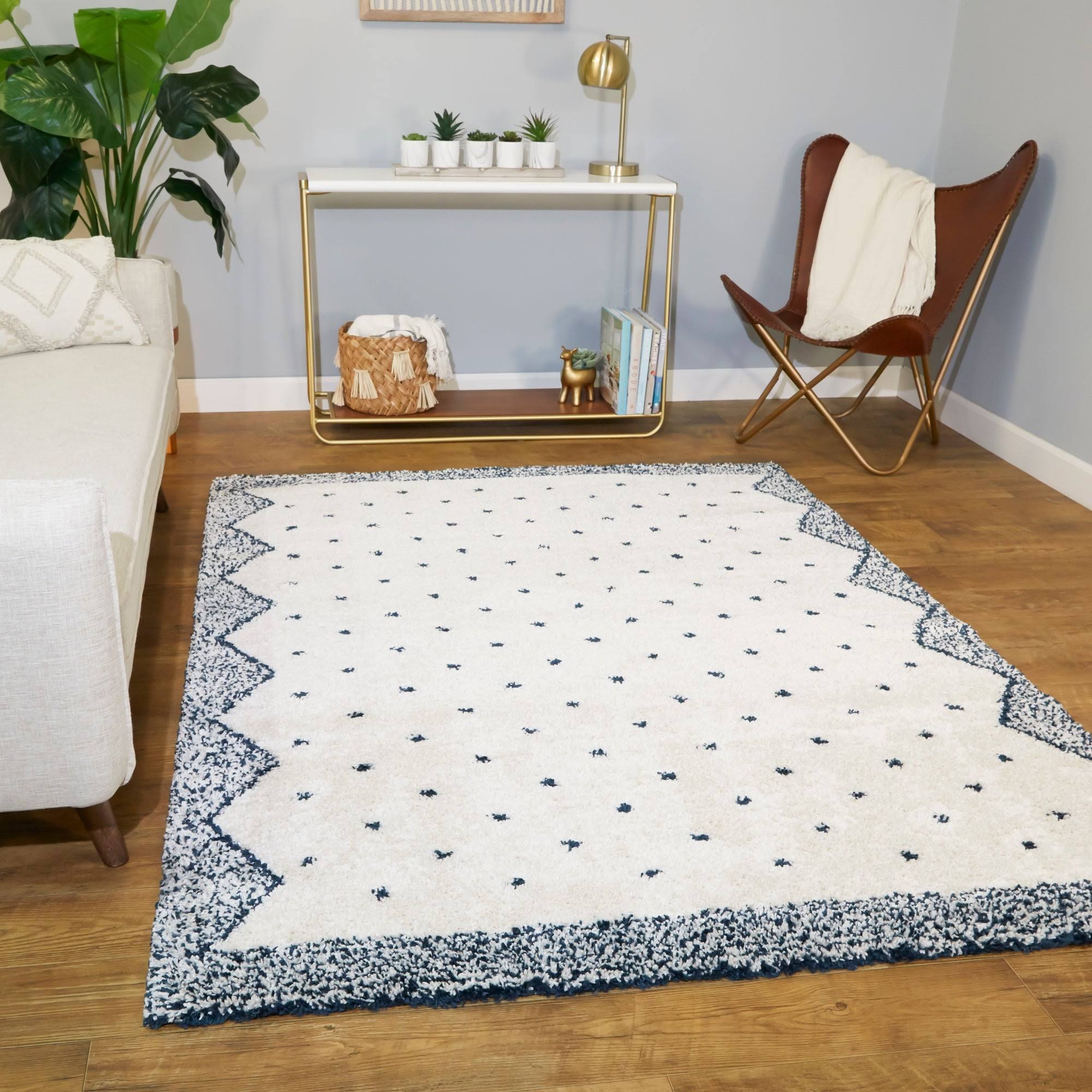 BALTA Crivelli Modern Shag Navy 5 ft. x 7 ft. Area Rug, Blue