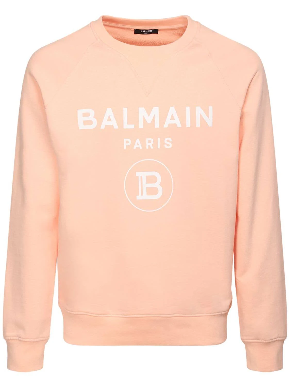 Balmain | Men Logo Print Cotton Jersey Sweatshirt Orange S
