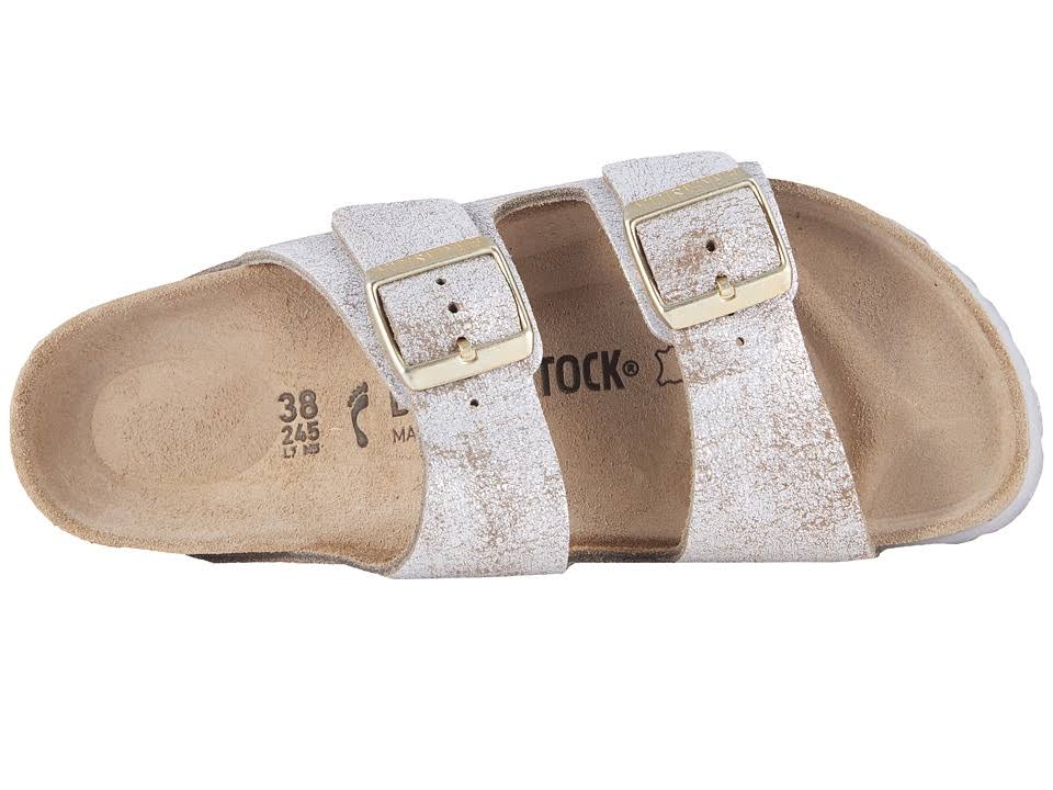Birkenstock Women's Arizona (41 Narrow Washed Metallic Blue)