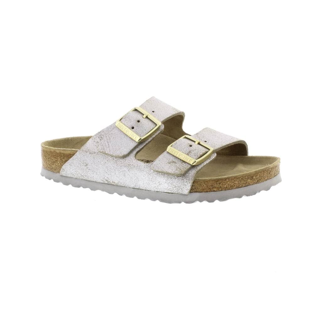 Birkenstock Arizona Suede Leather Washed Metallic Blue Silver Size 6
