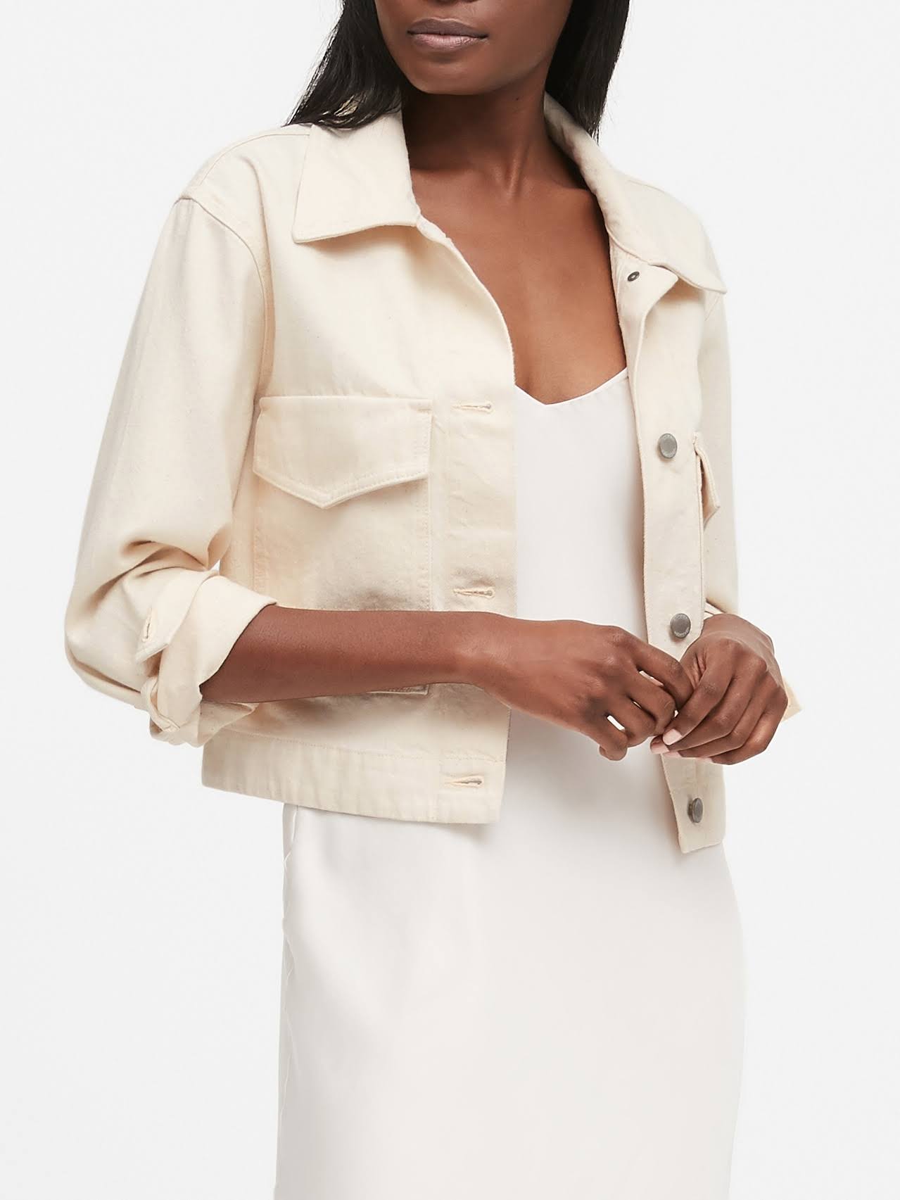 Banana Republic Women's Cropped Utility Jacket Ecru White Size XS
