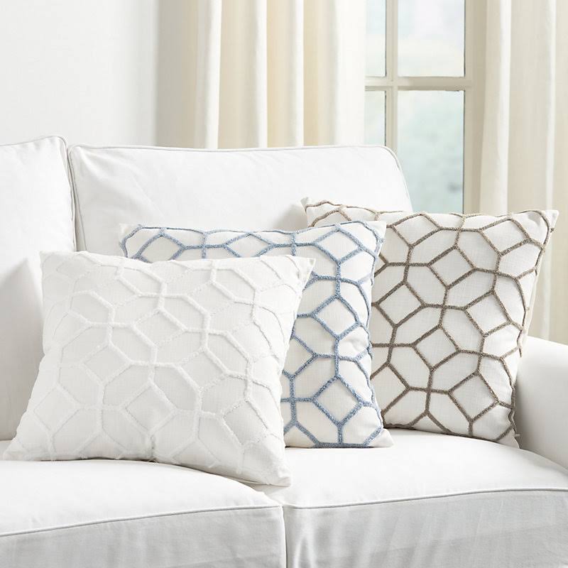 Inman Textured Trellis Pillow White - Ballard Designs