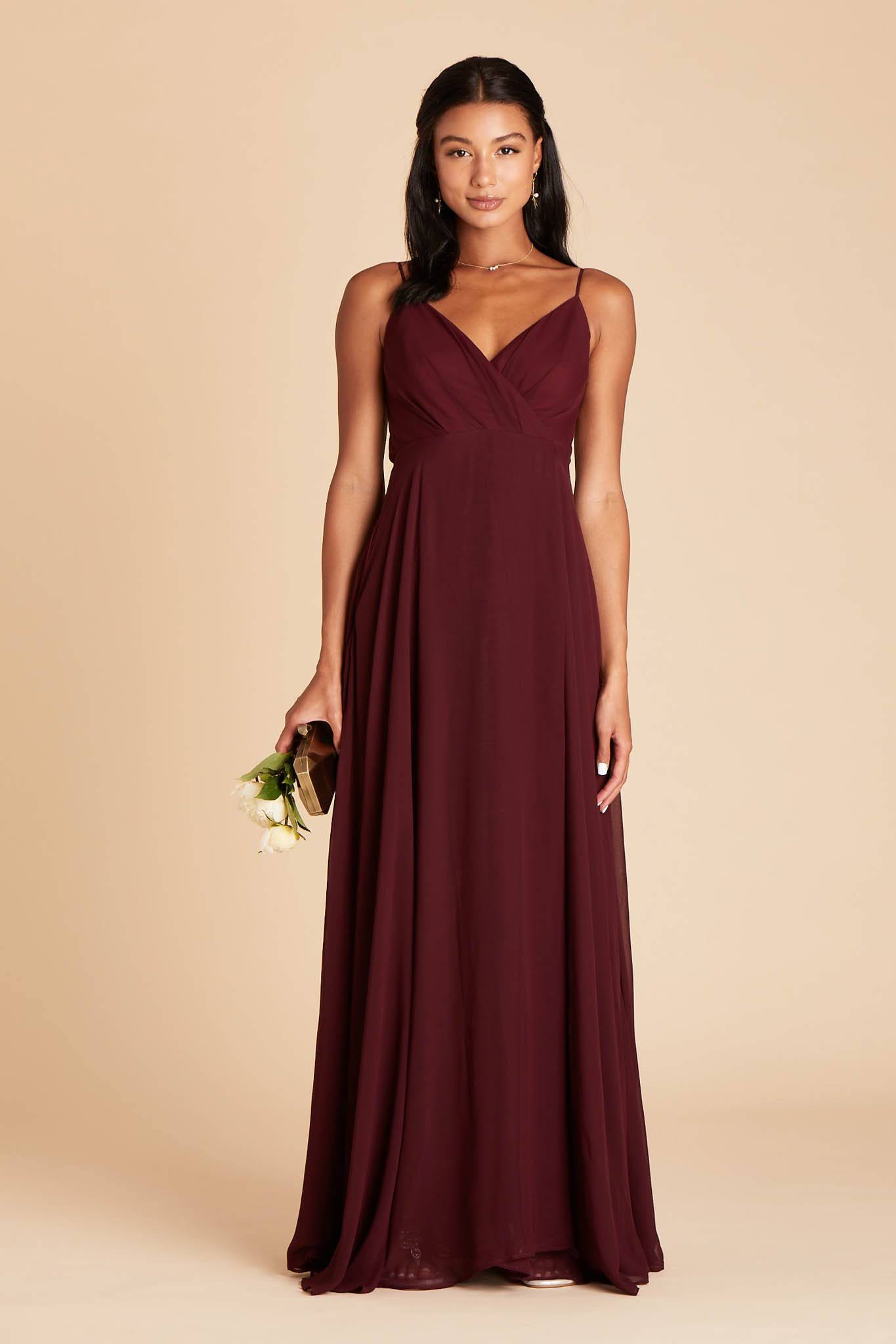 Birdy Grey Kaia Chiffon Bridesmaid Dress in Cabernet L / Cabernet